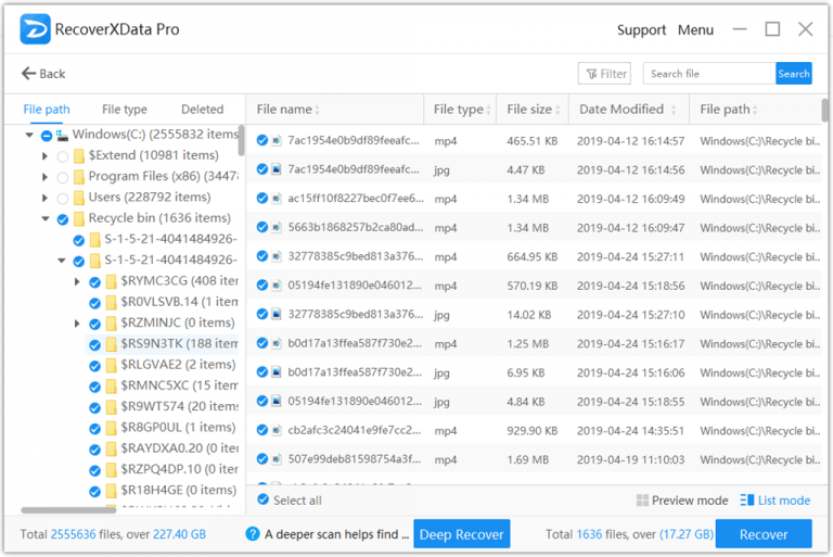 How to retrieve data from trash bin? RecoverXData