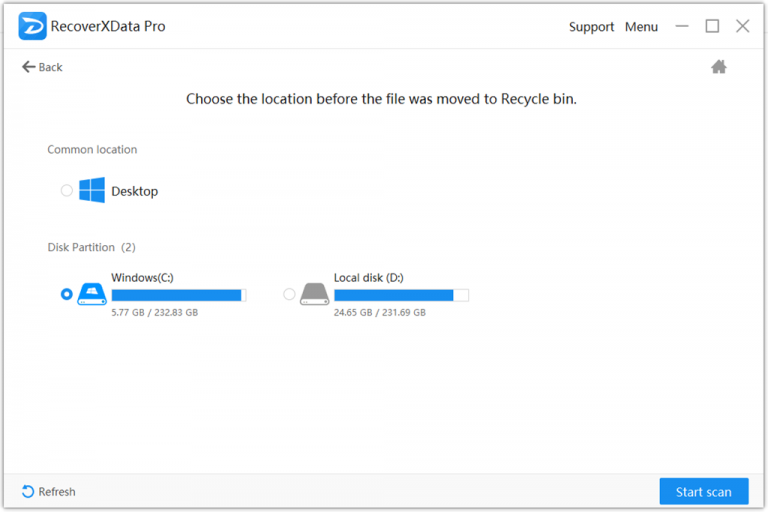 How to retrieve data from trash bin? RecoverXData